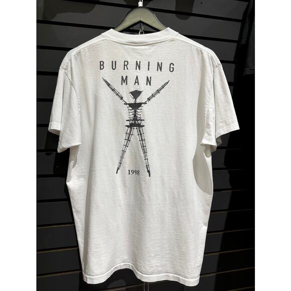 1998 Burning Man Texas Festival 90s Vintage Oneita Tee Shirt Lollapalooza - Picture 1 of 4